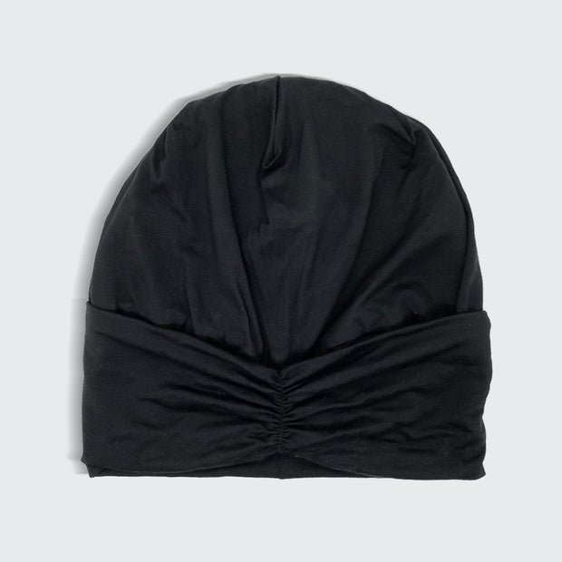 Sleep Turban/Beanie with Satin lining - Black