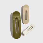 Recycled Plastic Flat Lay Claw Clips 3pc set - Ultra Glossy Eucalyptus