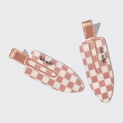 Recycled Plastic XL Creaseless Clips 2pc Set - Terracotta Checker