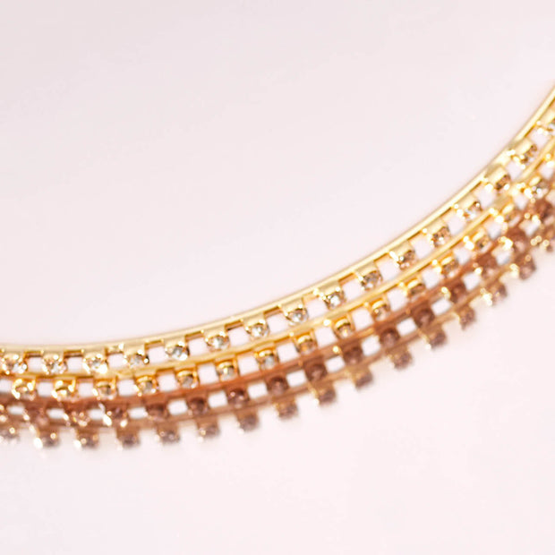 Metal Rhinestone Double Headband 1pc - Gold