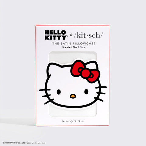 Hello Kitty x Kitsch Satin Pillowcase - Solid Ivory Hello Kitty Bow