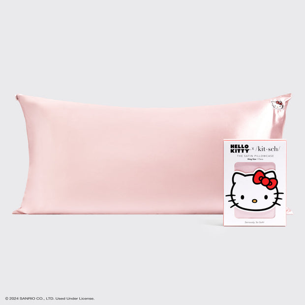 Hello Kitty x Kitsch Pillowcase King - Solid Pink Hello Kitty Face