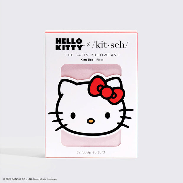 Hello Kitty x Kitsch Pillowcase King - Solid Pink Hello Kitty Face