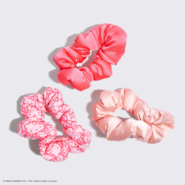 Hello Kitty x Kitsch Recycled Fabric Puffy Scrunchies 3pc Set