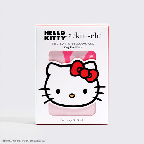 Hello Kitty x Kitsch Pillowcase King - Pink Hello Kitty Faces