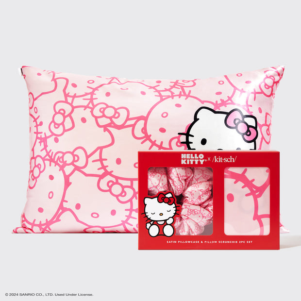 Hello Kitty x Kitsch Satin Pillowcase & Pillow Scrunchie 2pc Set