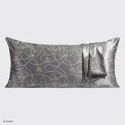 Kitsch & Mickey and Minnie Satin Pillowcase King Mickey Maze - Charcoal