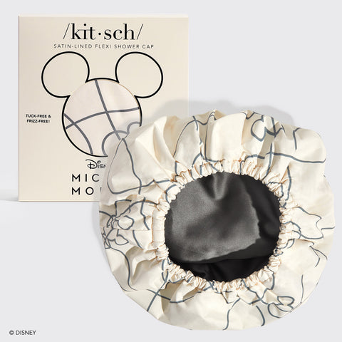 Mickey/ Minnie x Kitsch Satin Lined Flexi Shower Cap - Mickey Maze