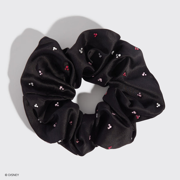 Kitsch & Mickey and Minnie Recycled Fabric Rhinestone Scrunchie 1pc - Black