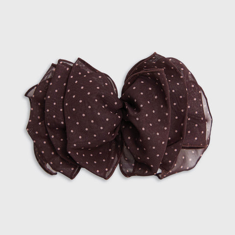 Chiffon Polka Dot Bow Barrette