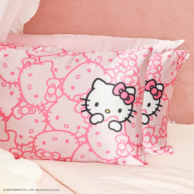 Hello Kitty x Kitsch Pillowcase King - Pink Hello Kitty Faces