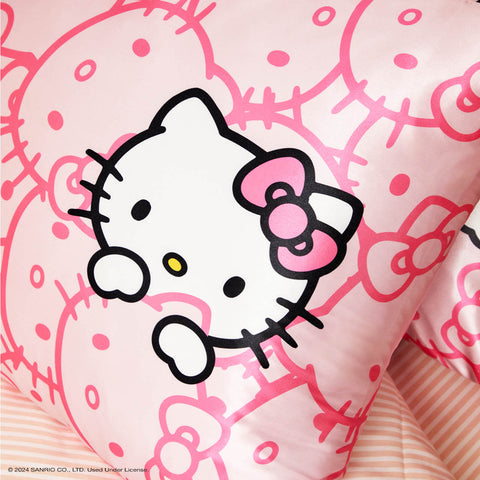 Hello Kitty x Kitsch Pillowcase King - Pink Hello Kitty Faces