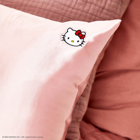 Hello Kitty x Kitsch Pillowcase King - Solid Pink Hello Kitty Face