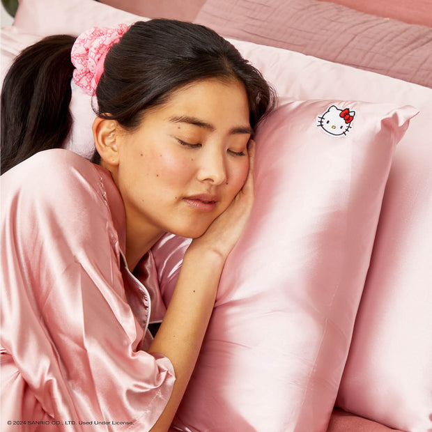 Hello Kitty x Kitsch Pillowcase King - Solid Pink Hello Kitty Face